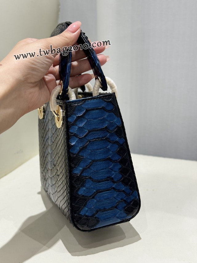 Dior专柜新款Lady女包迪奥高仿原单蟒蛇皮Ladymini三格戴妃手提单肩包 djfk1539
